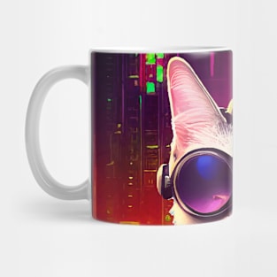 Techno Cat In Japan Neon City Mug